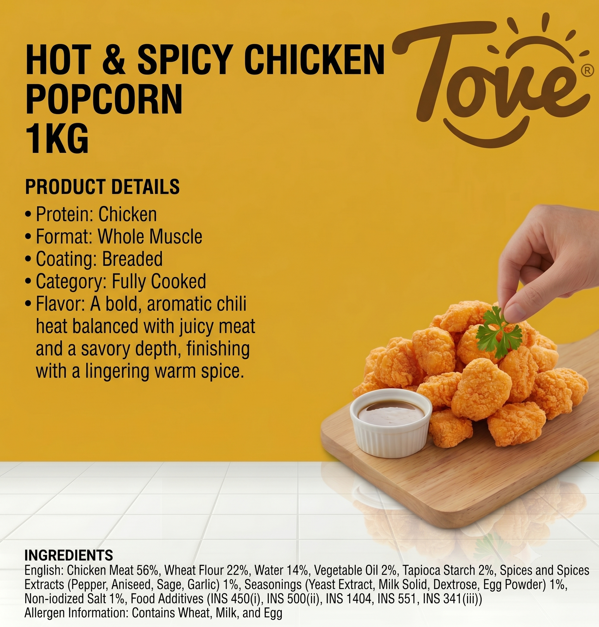 Hot and Spicy Chicken Popcorn 1kg
